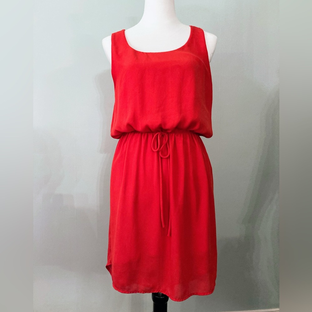 BUTTONS Lipstick Red Sleeveless Hi-Low Sundress